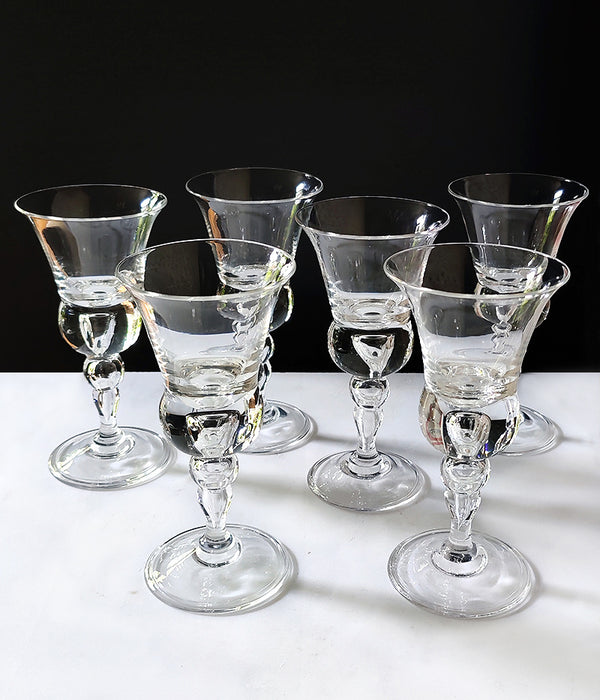 GUNDERSEN TEARDROP AIR STEM BALUSTER WINE GLASS Set of 6