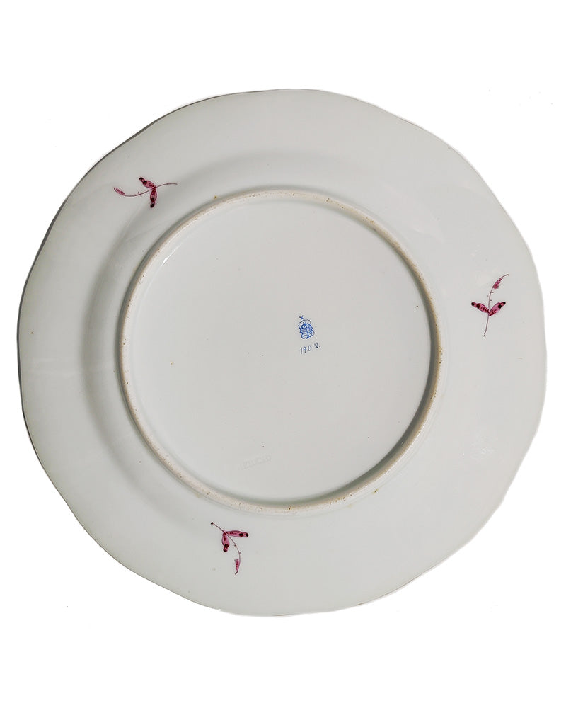 HEREND INDIAN BASKET RASPBERRY LUNCHEON PLATE