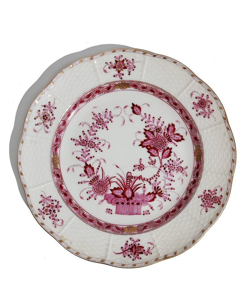 HEREND INDIAN BASKET RASPBERRY LUNCHEON PLATE