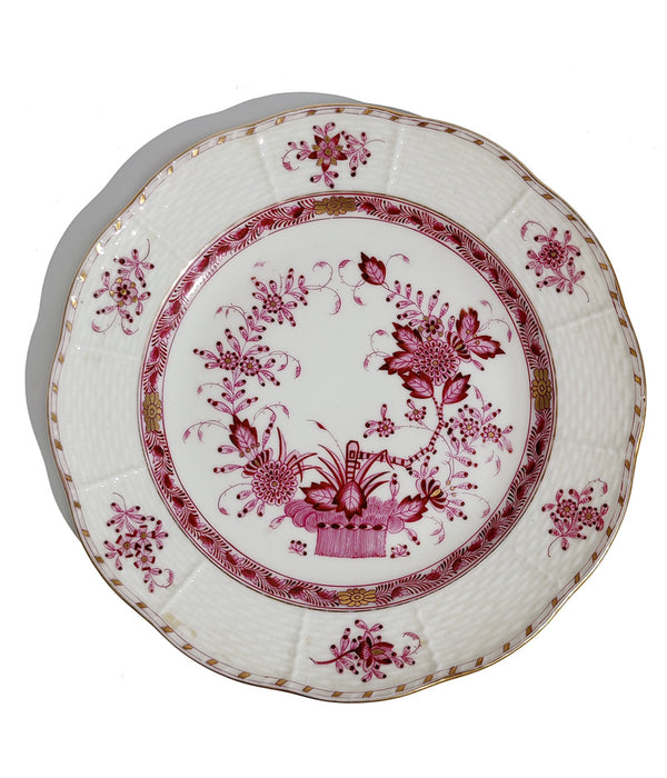 HEREND INDIAN BASKET RASPBERRY LUNCHEON PLATE