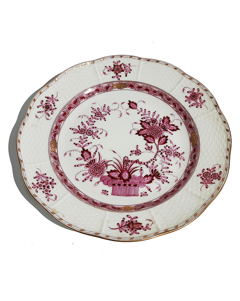 HEREND INDIAN BASKET RASPBERRY LUNCHEON PLATE