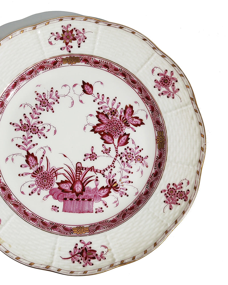 HEREND INDIAN BASKET RASPBERRY LUNCHEON PLATE