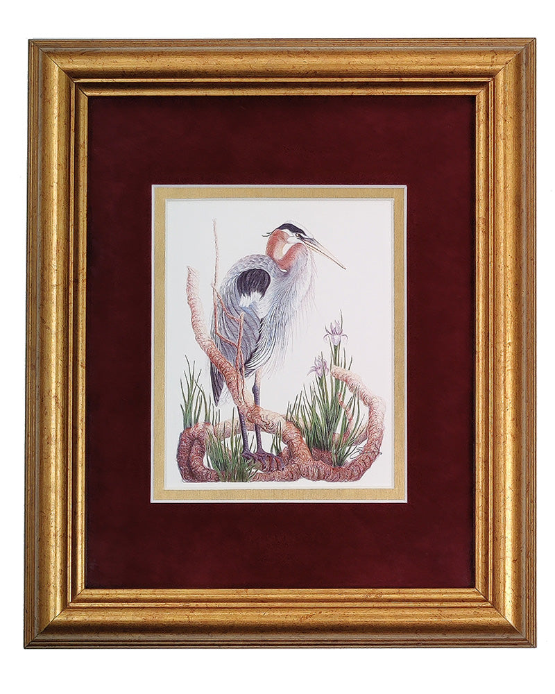 THE GREAT BLUE HERON LITHOGRAPH