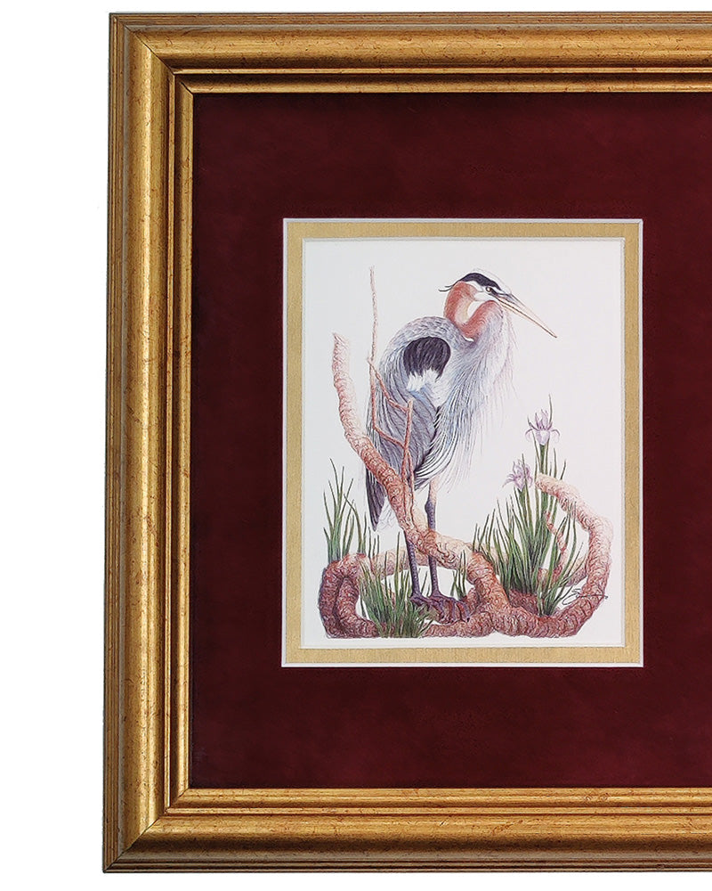 THE GREAT BLUE HERON LITHOGRAPH