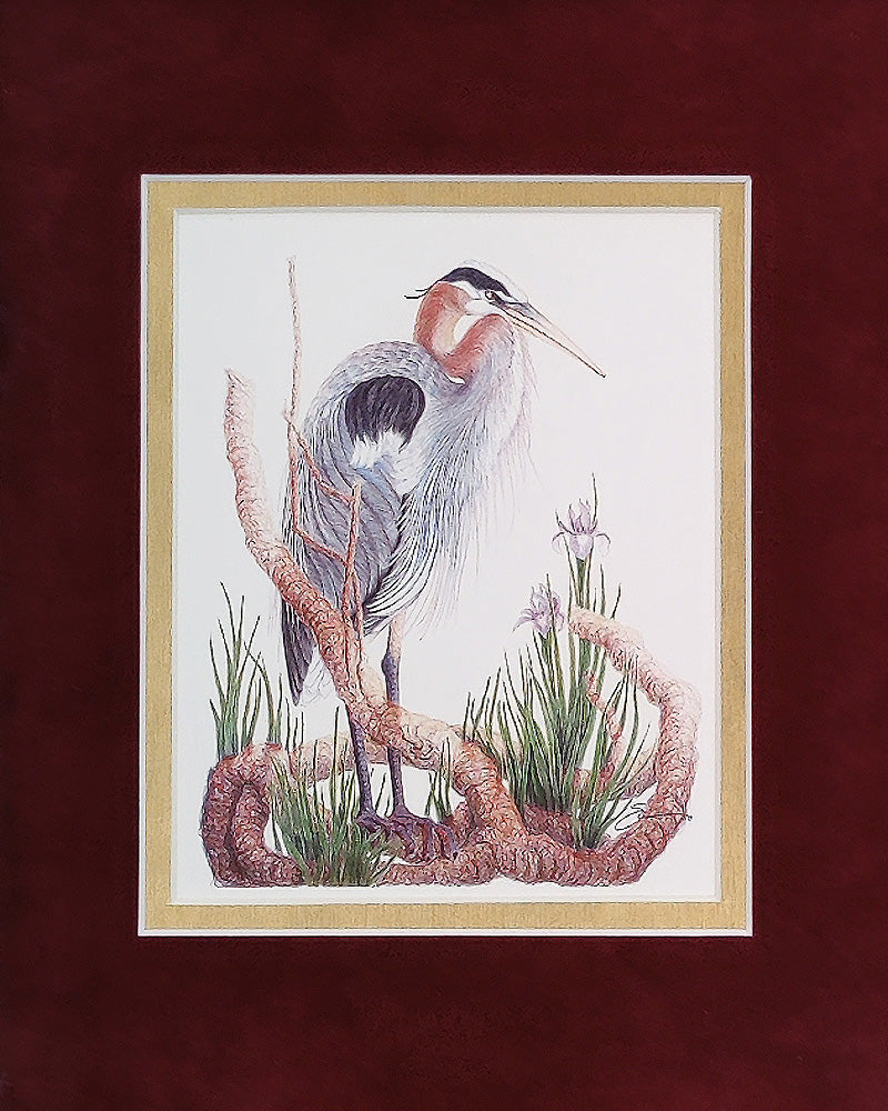 THE GREAT BLUE HERON LITHOGRAPH