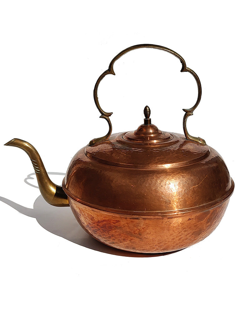 LARGE COPPER & BRASS KETTLE