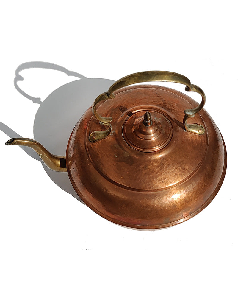 LARGE COPPER & BRASS KETTLE