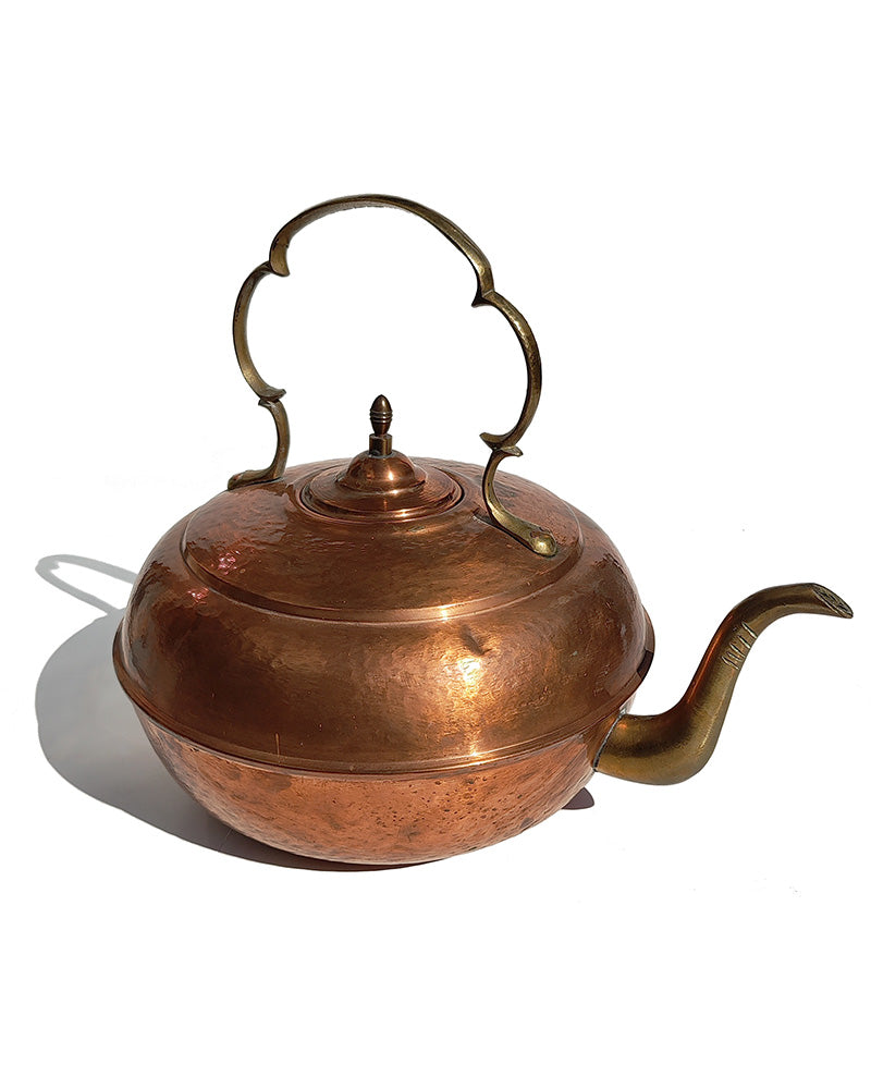 LARGE COPPER & BRASS KETTLE