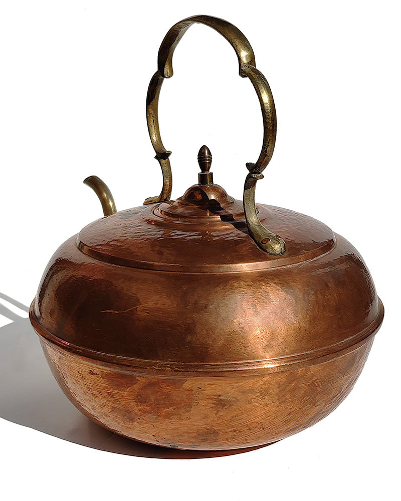 LARGE COPPER & BRASS KETTLE