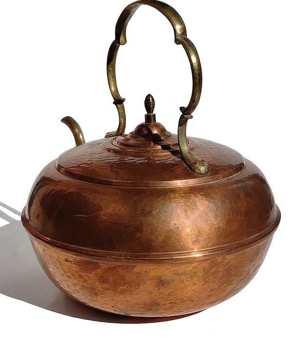 LARGE COPPER & BRASS KETTLE