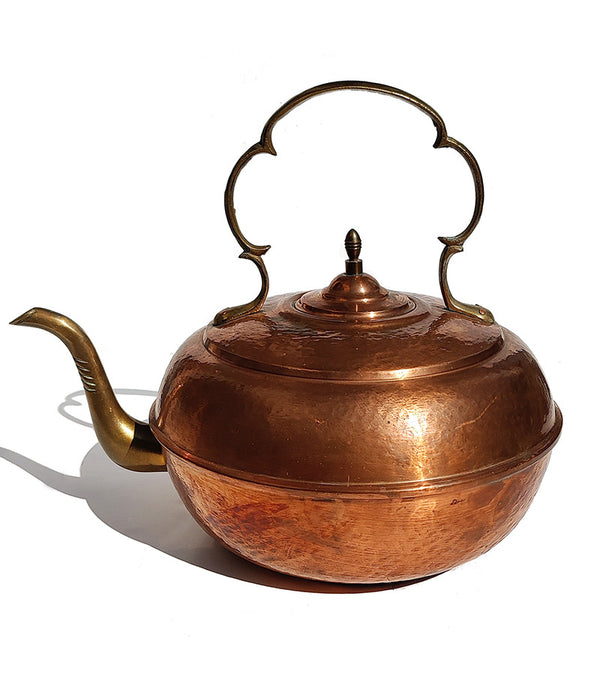 LARGE COPPER & BRASS KETTLE