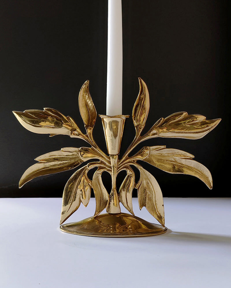 LEAF MOTIF CANDLESTICKS, Pair