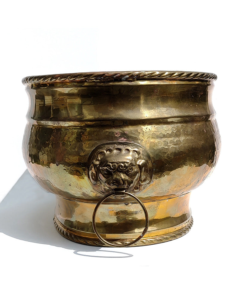 BRASS LION HEAD JARDINIERE No. 3