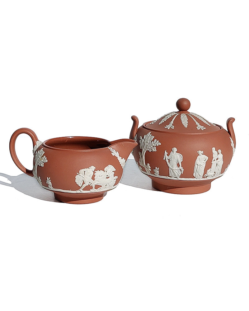 WEDGWOOD JASPERWARE CREAMER & SUGAR BOWL