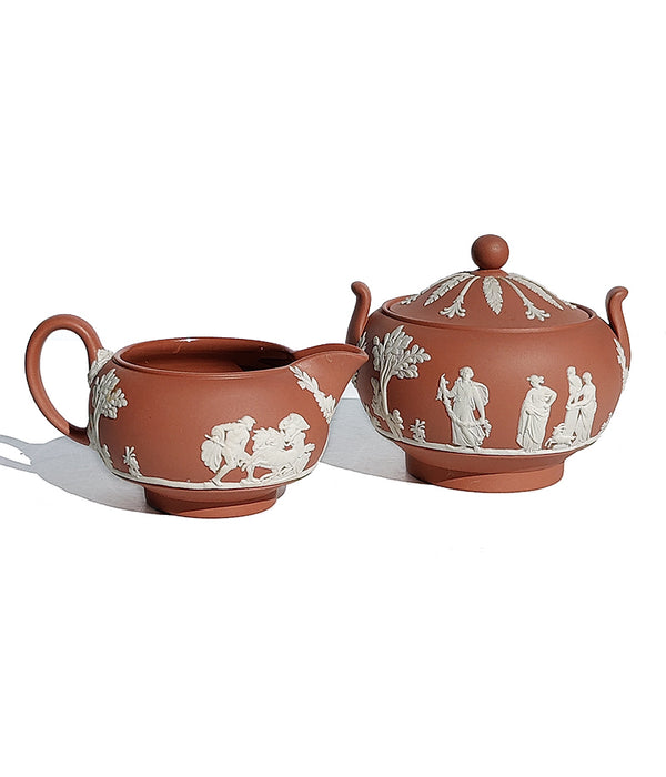 WEDGWOOD JASPERWARE CREAMER & SUGAR BOWL