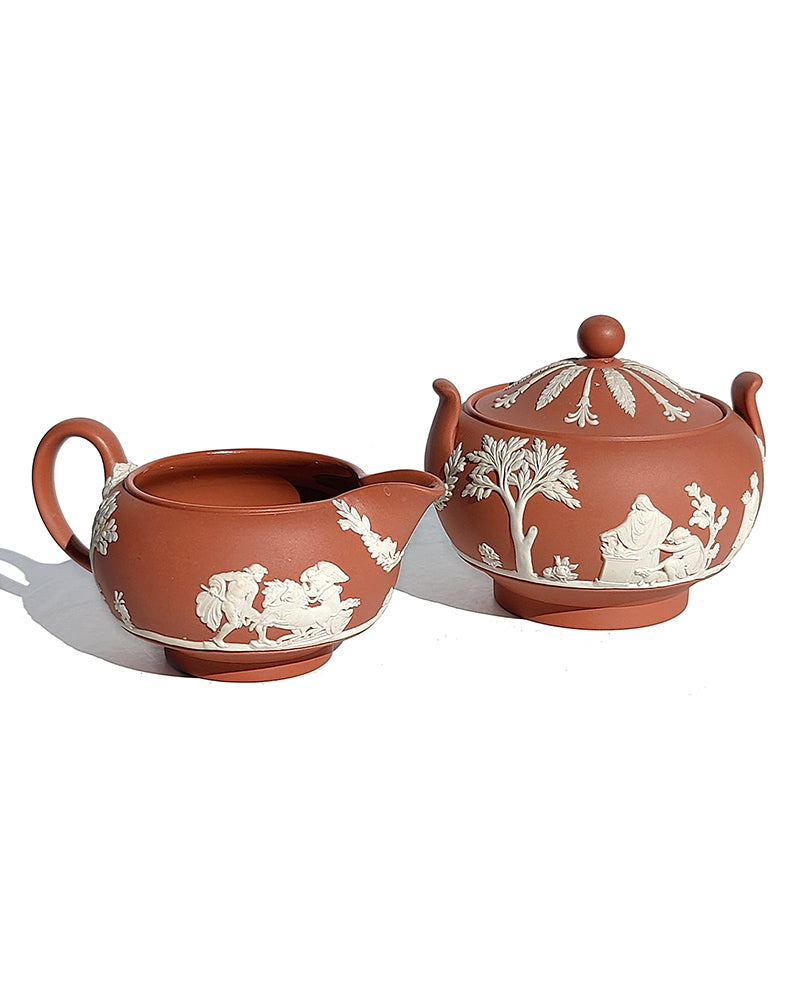 WEDGWOOD JASPERWARE CREAMER & SUGAR BOWL