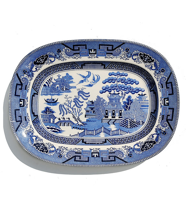 BLUE & WHITE WILLOW SERVING PLATTER