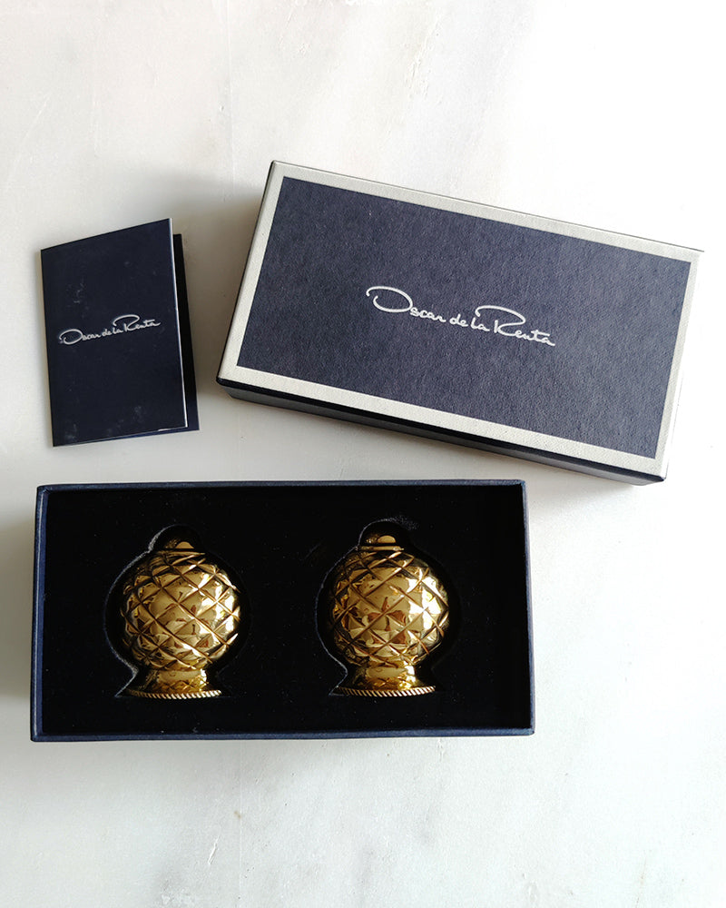 OSCAR DE LA RENTA QUILTED  SALT & PEPPER SHAKERS