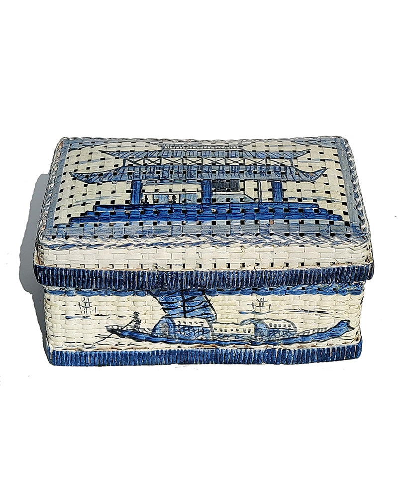 BLUE & WHITE HAND PAINTED BOX