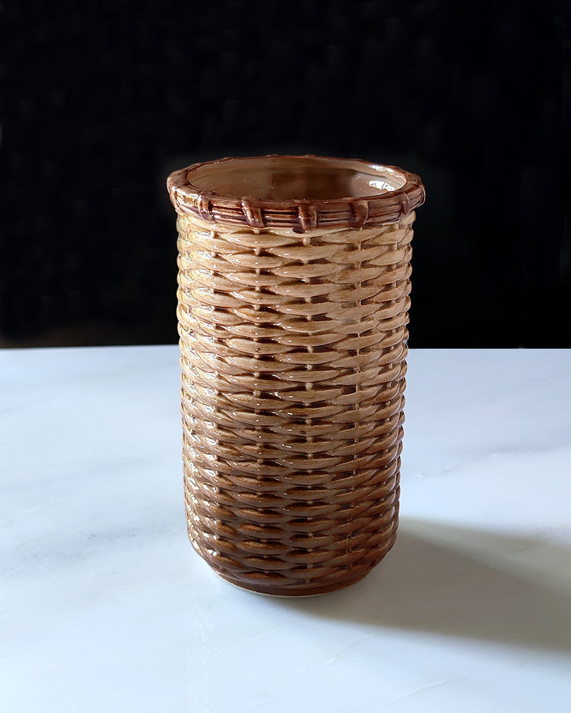 PORCELAIN WICKER VASE