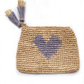 AERIN SMALL HEART RAFFIA ZIP POUCH