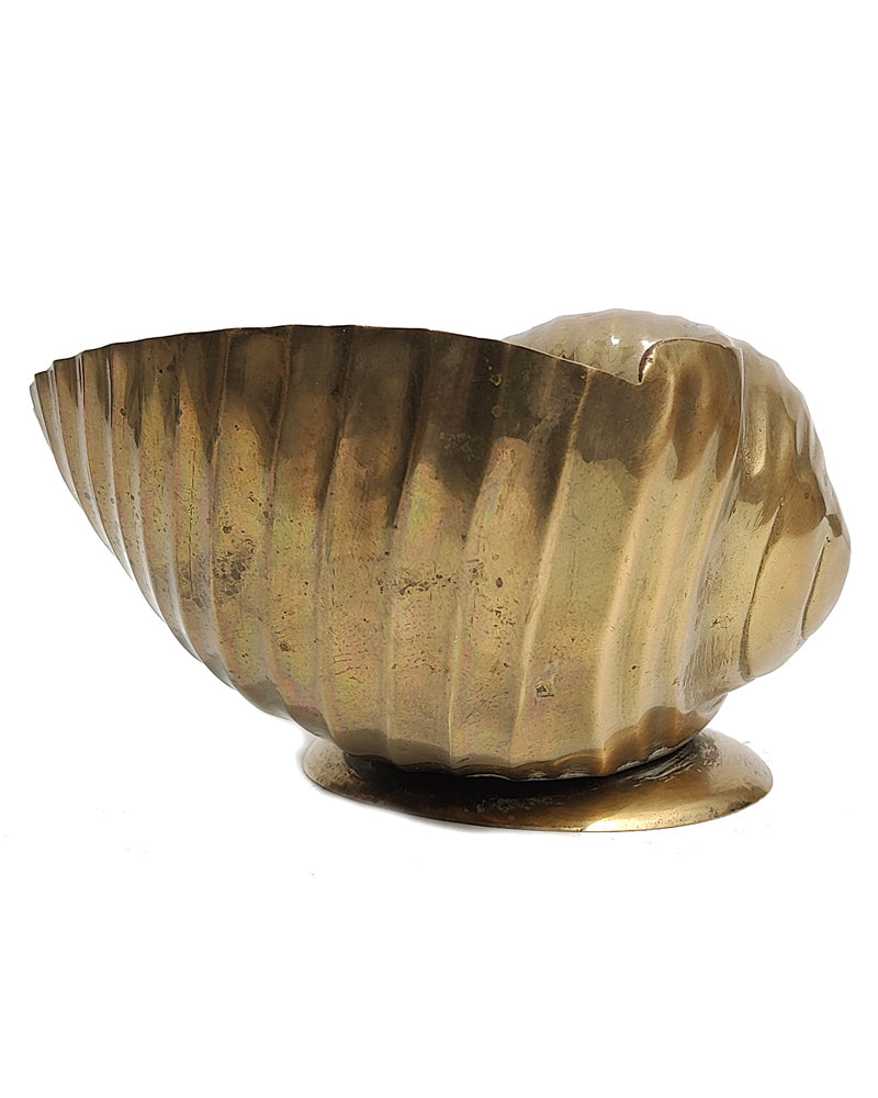 vintage Solid Brass Scotch Bonnet Shell Planter view 1