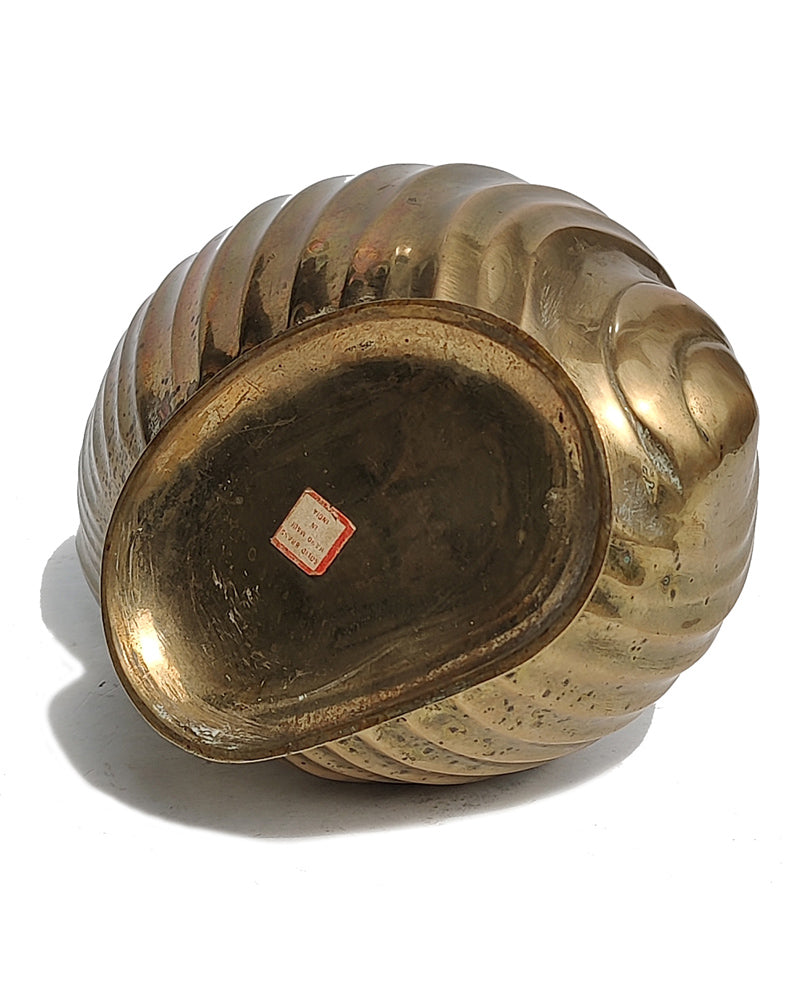 vintage Solid Brass Scotch Bonnet Shell Planter bottom view