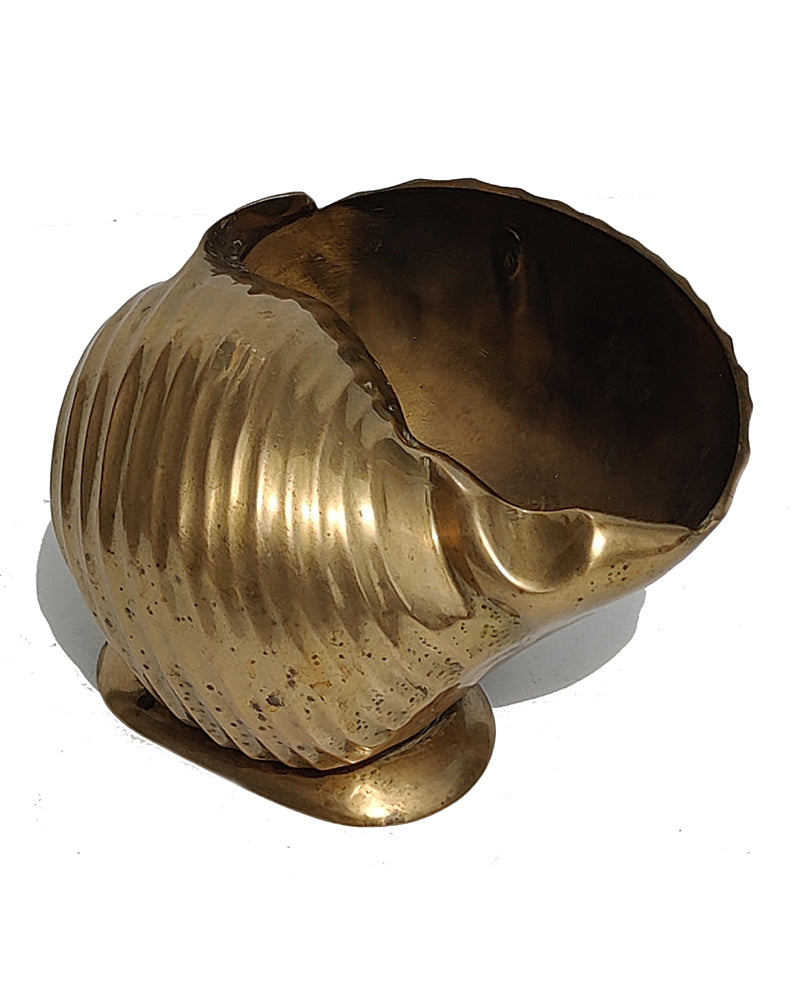 vintage Solid Brass Scotch Bonnet Shell Planter view 3