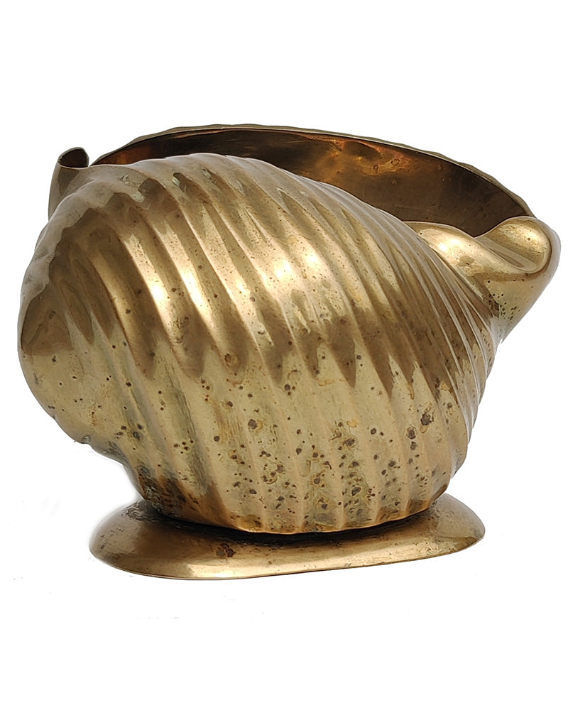 vintage Solid Brass Scotch Bonnet Shell Planter view 6