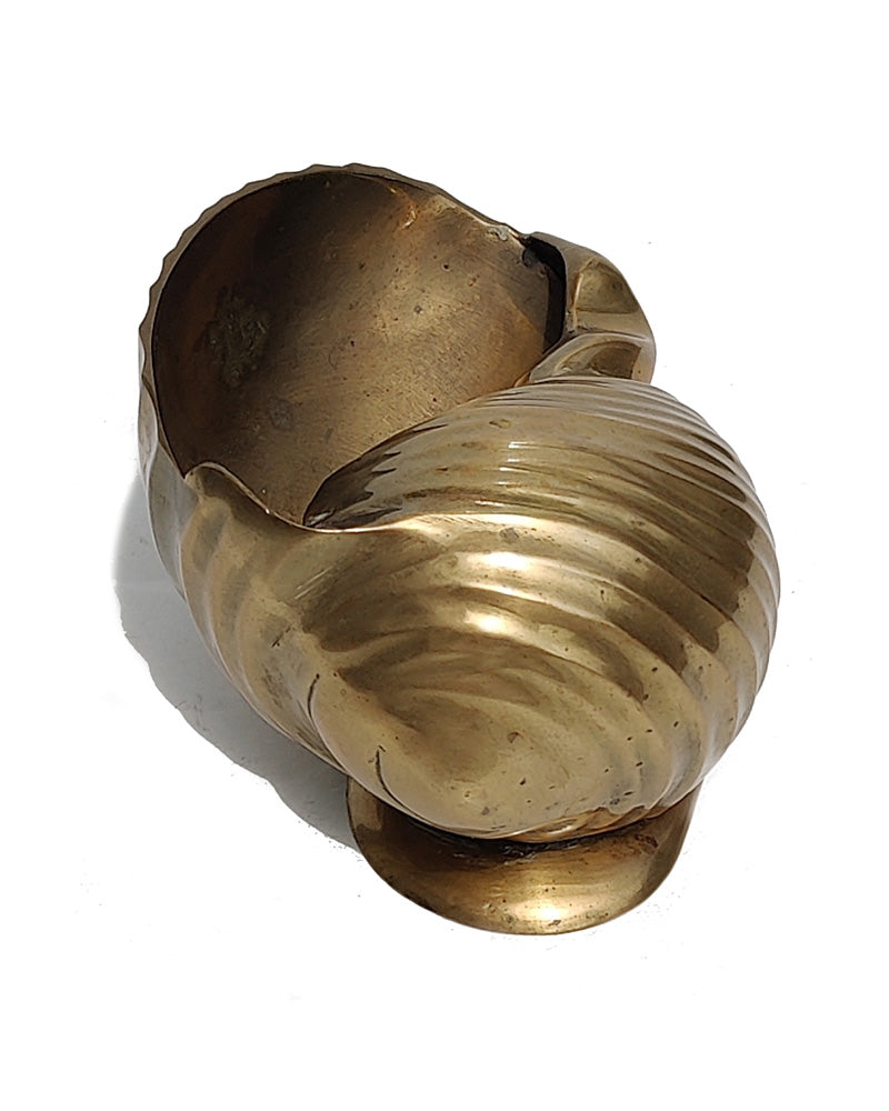 vintage Solid Brass Scotch Bonnet Shell Planter view 2