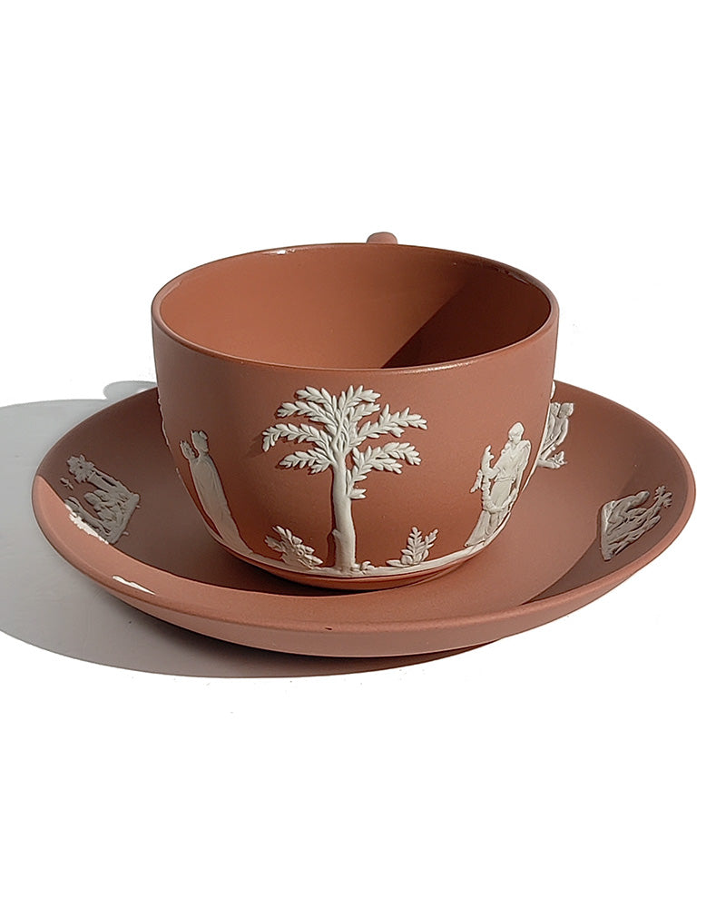 WEDGWOOD JASPERWARE TERRACOTTA TEACUP & SAUCER