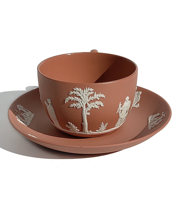 WEDGWOOD JASPERWARE TERRACOTTA TEACUP & SAUCER