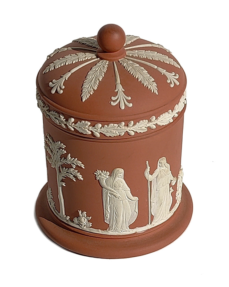 WEDGWOOD JASPERWARE TERRACOTTA LIDDED JAR