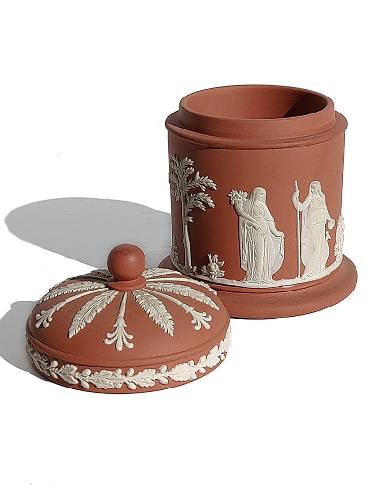 WEDGWOOD JASPERWARE TERRACOTTA LIDDED JAR