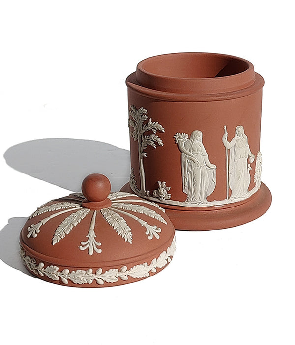 WEDGWOOD JASPERWARE TERRACOTTA LIDDED JAR