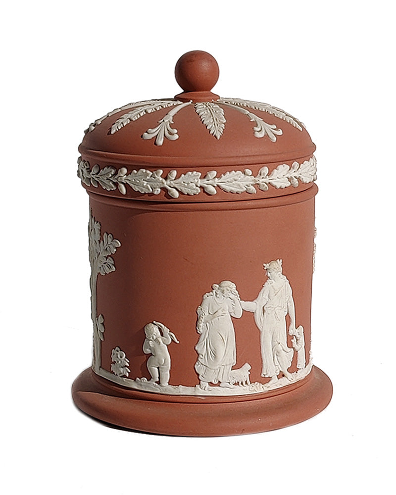 WEDGWOOD JASPERWARE TERRACOTTA LIDDED JAR