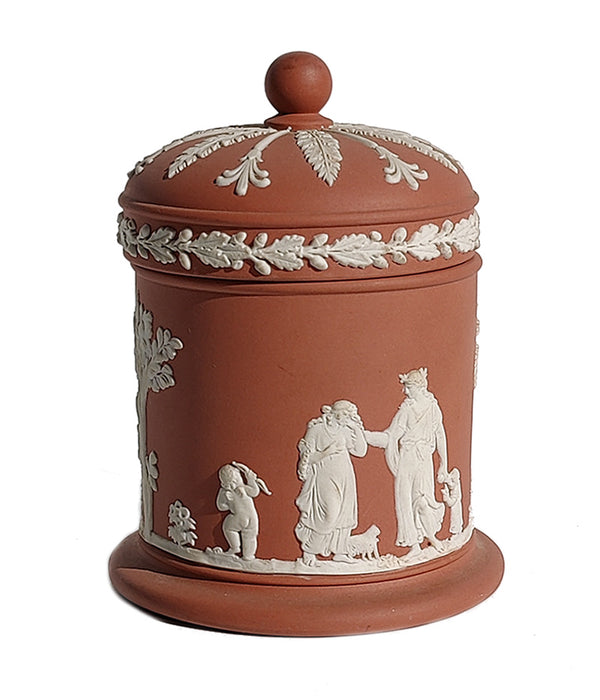 WEDGWOOD JASPERWARE TERRACOTTA LIDDED JAR