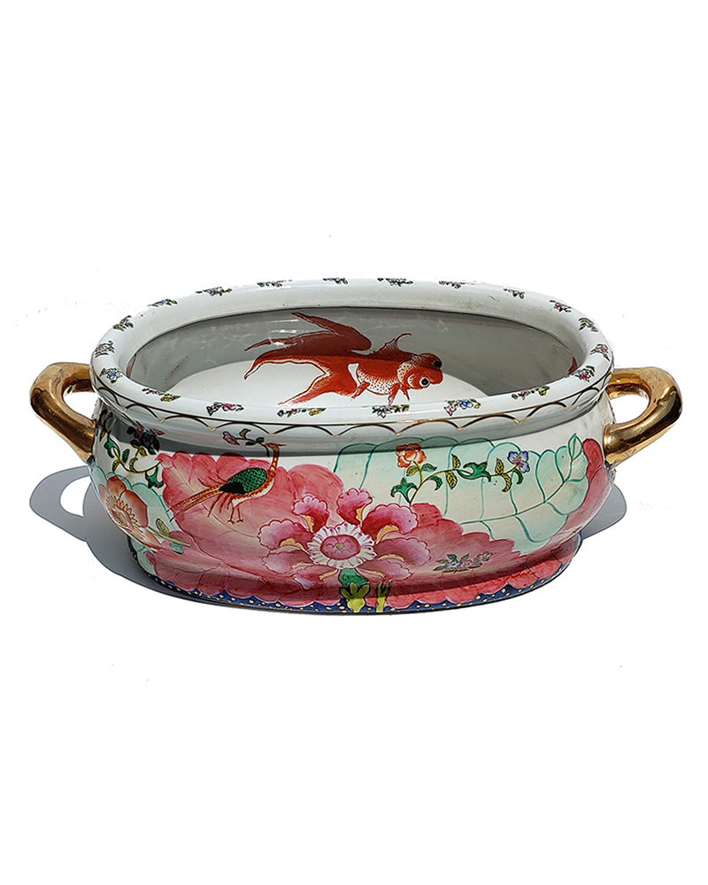 tobacco leaf foot bath SOLD vintage Andrea by Sadek footbath. the pictures don't begin to do this beauty justice. the colors and golden details make this piece so special. the inside is just as Lot - A Chinese glazed