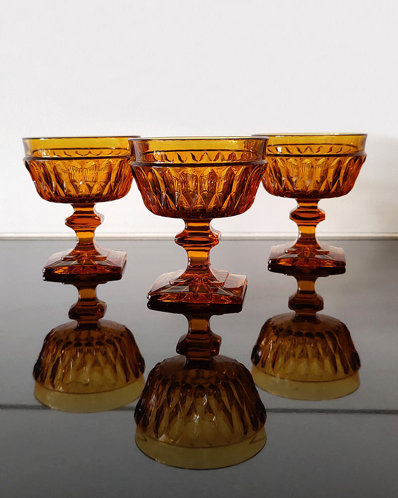 MOUNT VERNON AMBER SHERBET GLASSES Set of 6