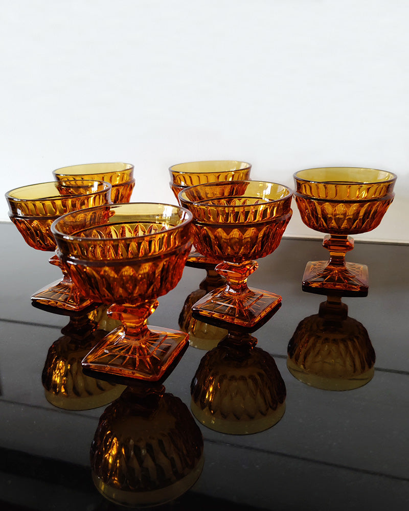 MOUNT VERNON AMBER SHERBET GLASSES Set of 6