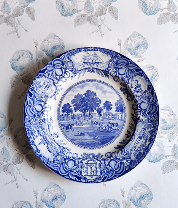 WEDGWOOD GEORGIA HISTORICAL PLATE BLUE