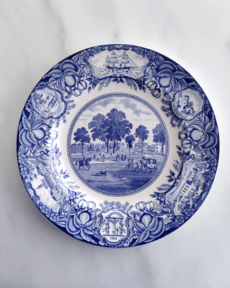 WEDGWOOD GEORGIA HISTORICAL PLATE BLUE