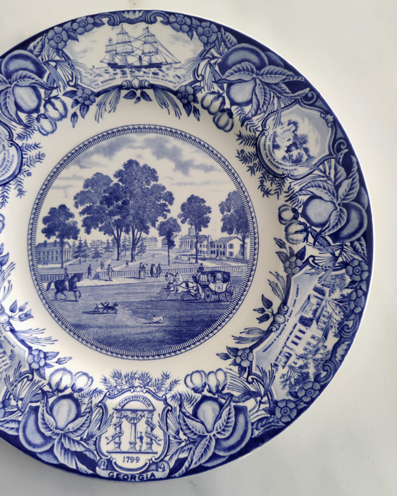 WEDGWOOD GEORGIA HISTORICAL PLATE BLUE